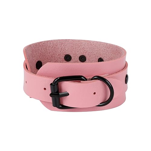 Manfnee 2Pack Punk Goth Bracelet For Men Women Leather Heart Metal Studded Cuff Wide Wristband Black thumb #3