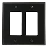 Leviton PJ262-E 2-Gang Decora/GFCI Wallplate, Midway Size, Black