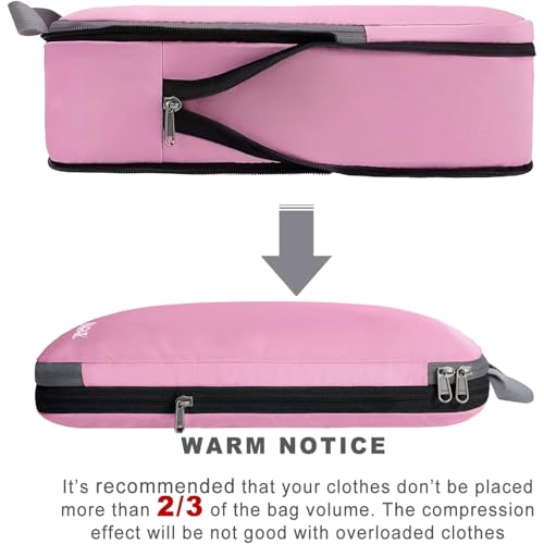 Image of BAGAIL 4 Set /6 Set /8 Set Compression Packing Cubes Travel Accessories Expandable Packing Organizers (Cloth Pattern, 4-Pink)