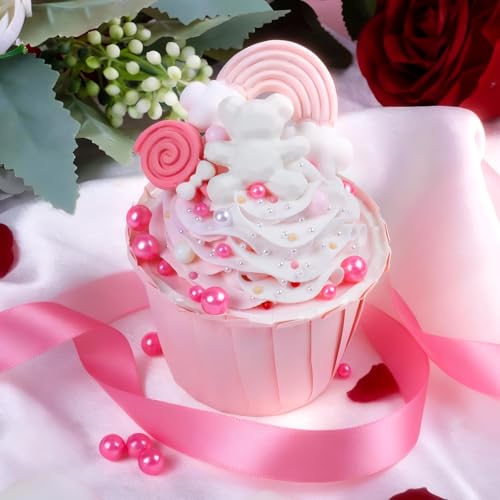 Image of Pink and Red Pearl Sprinkles for Cake Decorating Edible, Valentines Sprinkles with 4 Sizes Sugar 130g /4.6oz, Cupcake, Ice Cream, Donuts, Macaron Toppings Supplies (2mm, 4mm, 7mm, 1cm)