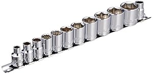 デイトナ バイク用 工具 インチソケット HARLEY-DAVIDSON用 差込角3/8インチ 12ピースセット(六角u002612角) ソケットレール付き 72877