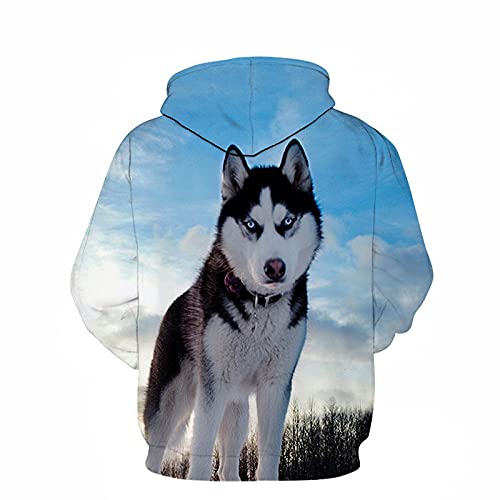 Unisex 3D Druck Hoodie Kapuzenpullover,Unisex 3D Print Kapuzenpullover Siberian Husky Tiergrafik Mit Tasche Kordelzug Halloween Pullover Leichte Sweatshirts Geschenk Für Studentenpaare Freund,Xl