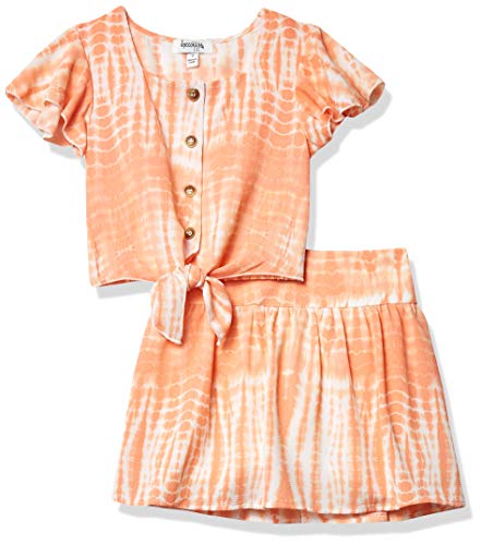 Image of Speechless Girls' Tie Front Top and Short Skirt Set