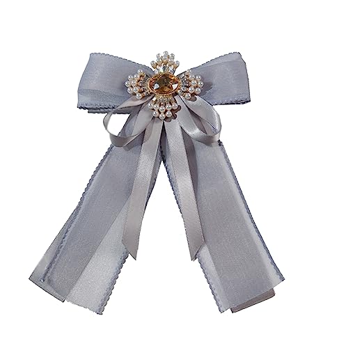 Image of Retro Chic Ribbon Bow Tie Brooch Pins for Women Girls Uniform Pre-Tied Bowknot Corsage Party Ceremony Accessories