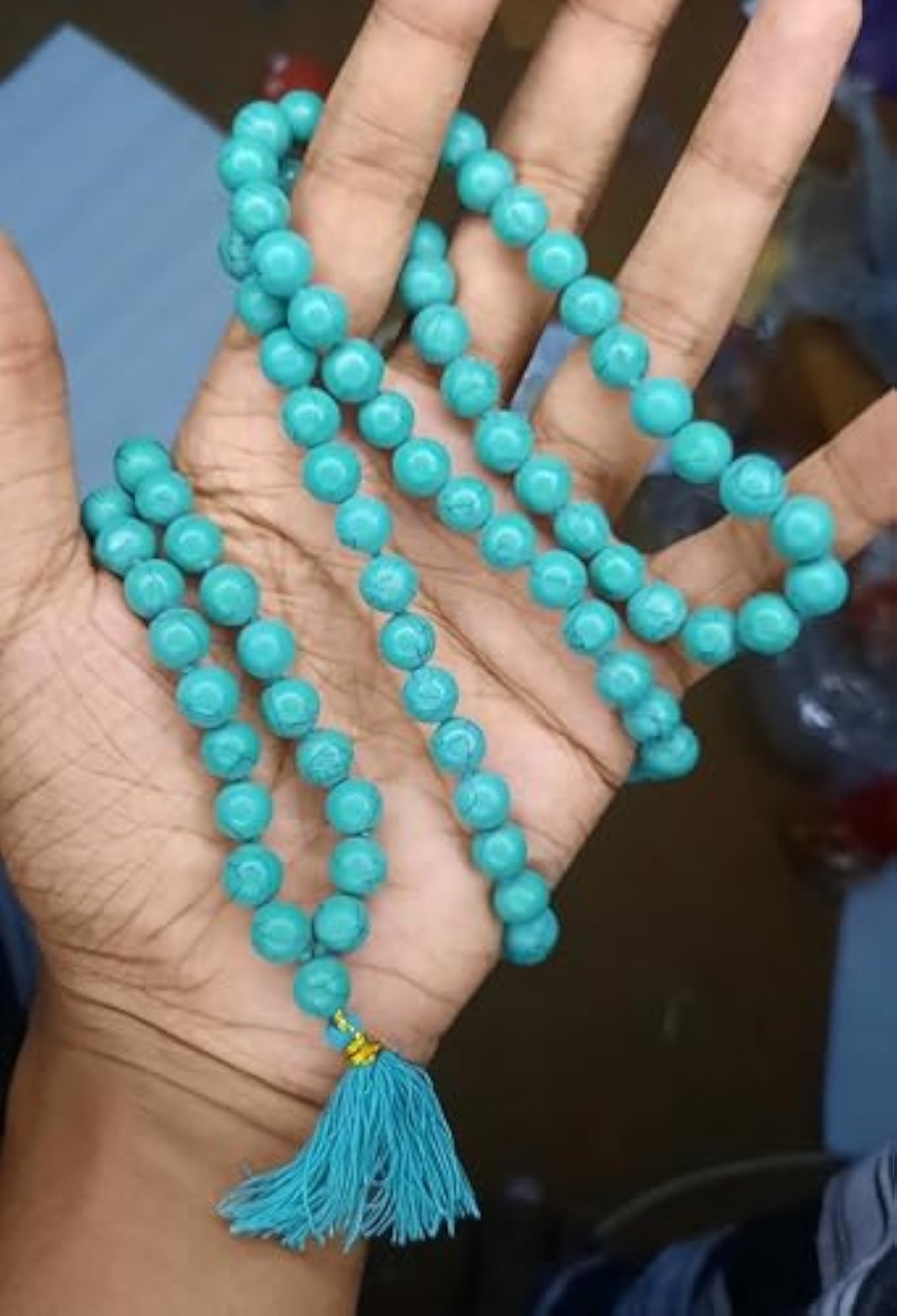 Turquoise Mala Necklace, 108+1 Beads for Men, Certified