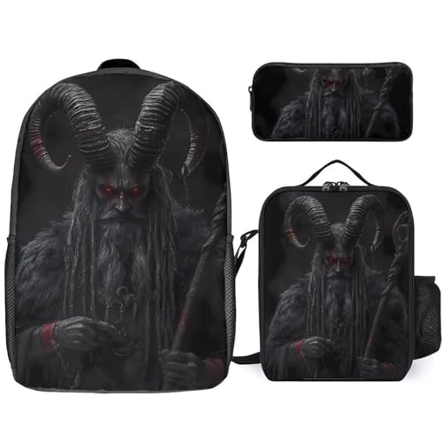 Devil Krampus Large Travel Backpacks Carry on Backpack Weekender Bag with 2 Storage Pockets for Men And Women