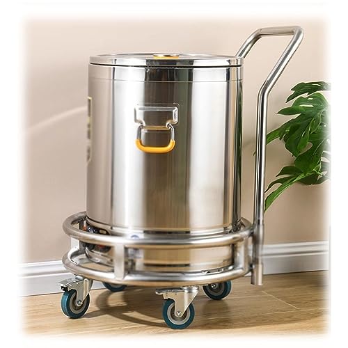 MYUYEE Pot Rack,Stainless Steel Stock Pot Stand Heavy Duty Induction Pot Soup Pot Stand Mobile Cart On Wheels Insulation Drum Mobile Rack For Canteen Restaurant (Silver1-57Cm)