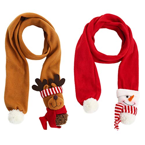 NUOBESTY 2 Peças de Cachecol de Rena de Natal Cachecol de Natal Quente de Pelúcia Boneco de Neve Dos