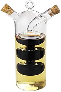 Yiyer 2-in-1 Oil & Vinegar Dispenser Cruet Bottle with Cork Stoppers, Clear Glass Kitchen Supplies, Gourd Shape