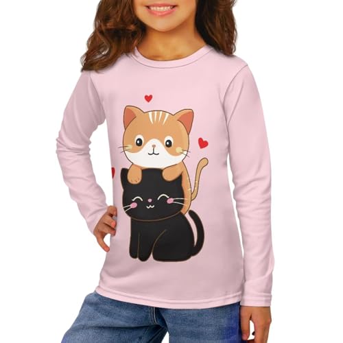Image of Girls Long Sleeve T Shirt Cute Cartoon Crewneck Shirt for Kids 3-16Y Fall Winter Clothes