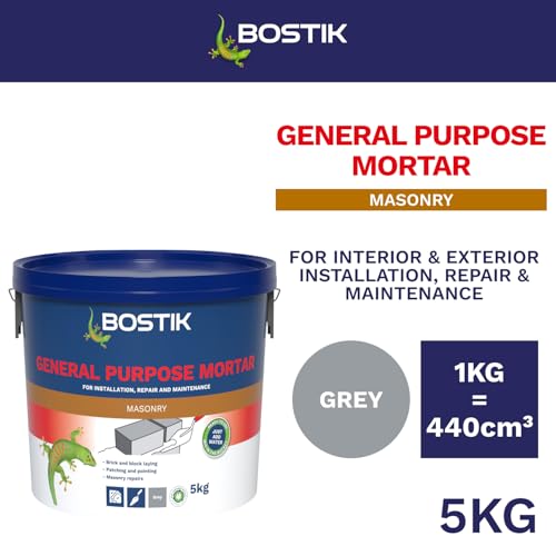 Bostik Cementone General Purpose Mortar, Pre-Mixed, Easy to Use, for Interior & Exterior Repairs & Maintenance, Colour: Grey, Size: 5kg - 2