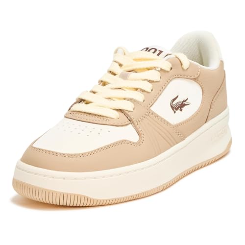 Lacoste Women's L001 Set Sneaker, Light Brown/Off White, 7