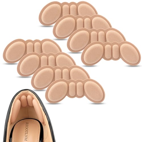 Riootlnm Coussinets talons chaussures trop grandes, semelles intérieures, protection ampoules 4 paires brun rosé