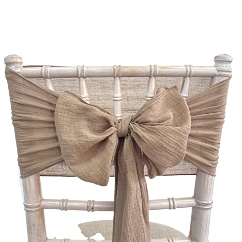 Nœuds de chaise en étamine rustique pour décoration de mariage - 6 couleurs (naturel) Cover