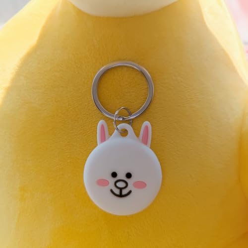 ノーブランド品 AirTagケースカバーエアタグ可愛いキャラクターくまシリコン製キーホルダー全面保護衝撃吸収紛失防止落下防止萌え萌えおしゃれ漫画犬の首輪、荷物、鍵用エアタグケースAirtag専用ケースリングロープ付き1個入り