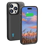 Loytal Battery Case for iPhone 15 Pro, 5000mAh Rechargeable Extended Battery Charging/Charger Case, Add 100% Extra Juice (6.1 inch) Black