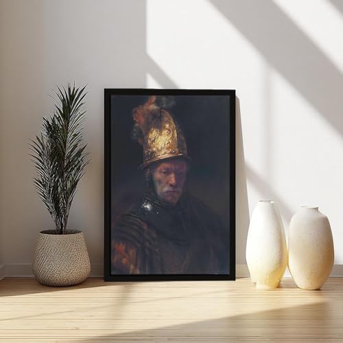 Toile Rembrandt Homme au casque doré cadre décoration murale salon tableau peinture 20x30 - 6