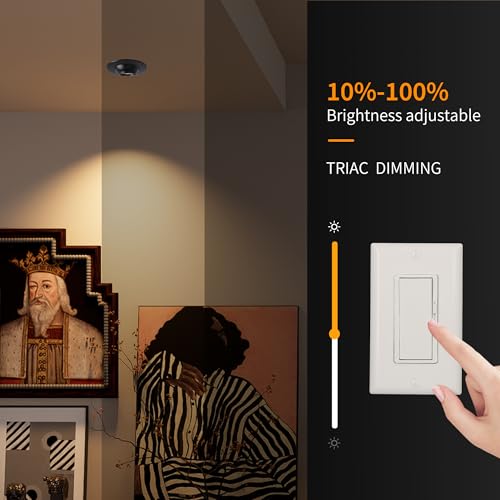 Image of Aisilan 4 Pack 3 Inch LED Recessed Lighting 7W Gimbal Black Eyeball Can Lights with Junction Box 20-60 Zoomable Down Light OB CRI 97, for Living Room Corridor