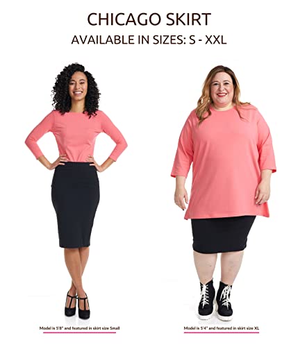 Esteez Pencil Skirt For Women - Women Black Pencil Skirt - Pull On Pencil Skirts For Women Knee Length - Stretch Bodycon Midi Pencil Skirt - Chicago (Ex802107 Black Large) #TOP4