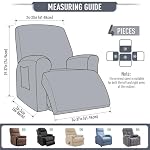 TAOCOCO Recliner Cover 4-Pieces, Recliner Stretch Sofa Slipcover, Recliner Cover 1 Seat, Couch Protector Soft, Furniture Protector Covers with Elastic,Chair Covers Jacquard Pattern (Grey) - Image 5