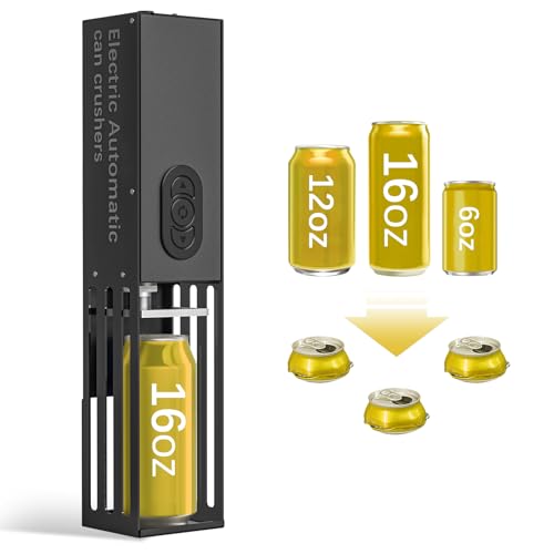 Electric Can Crusher, Automatic Can Crushers Wall Mounted for Recycling 8oz, 12oz & 16oz Cans, Fill 1 can at a Time, for Recycling Aluminum Seltzer, Cola, Beer Cans