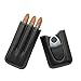 AMANCY Vintage 3-Finger Black Leather Travel Pocket - Fitable Cigar Holder Case, Sleek Cigar Travel Humidor with Stainless Steel Cutter