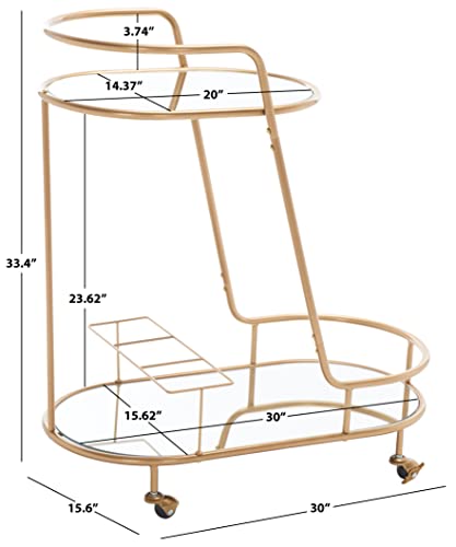 Safavieh Home Collection Midas Gold/Mirrored 2-Tier Oval Bar Cart #TOP4