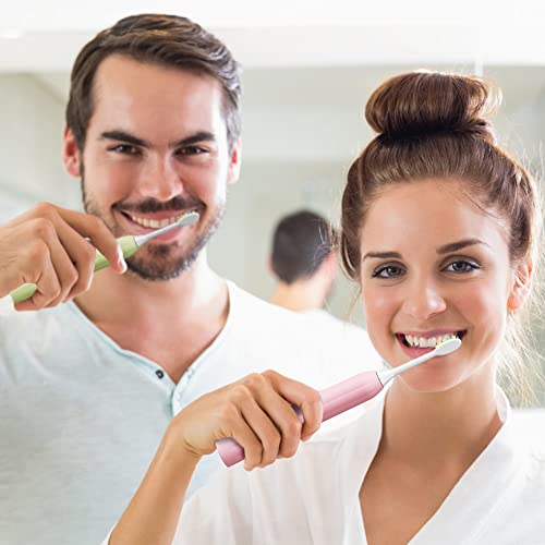 Image of 7AM2M Rechargeable Sonic Electric Toothbrush 2 Pack, Soft Toothbrushes for Adults and Kids with 12 Brush Heads, IPX7 One Charge Use for 90 Days, 5 Modes with 2 Minutes Build in Smart Timer