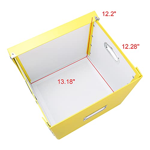 Image of Snap-N-Store Vinyl Record Storage Box - 12 inch - 1 Pack- Crate Holds up to 75 Vinyl Albums - Yellow | Vinyl storage crate holds 75 albums, stackable and collapsible design, 1 pack, easy to assemble, yellow finish