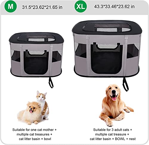 Portable Pet Playpen Collapsible Crates Kennel Playpen For Dog Puppy And Cat Kitten &Travel Playpen Outdoor Or Indoor (Black Grey, M) #TOP1