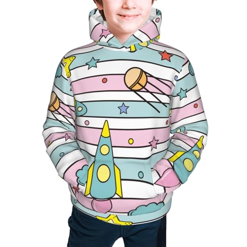 Space Doodle Kid Hoodies Boys Sweatshirts Girls Pullover with Pocket3
