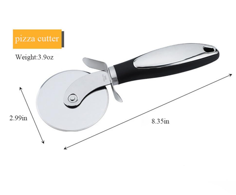 X&E Pizza Cutter Wheel, 9 Inch, Premium Rust-Resistant Sharp Stainless Steel Blade, Comfort Handle, Thumb Guard and Dishwasher Safe, Cuts Thick and Thin Pizzas, Pies and Pastries in Seconds, Black