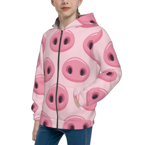 Pig Nose Kid Hoodies Boys Zip Up Sweatshirts Girls Pullover with Pocket