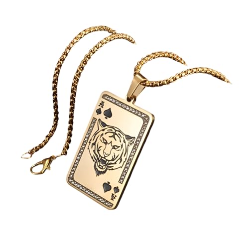Collier as de pique en argent 925 avec pendentif de poker carré classique pour homme