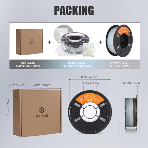 Image of ERYONE Matte PLA Lite Rainbow 3D Printer Filament, Mist Color Changing Filament 1.75mm, Multicolor PLA for 3D Printing, Gradient 1KG Spool (2.2 lbs) Fit Most FDM Printers