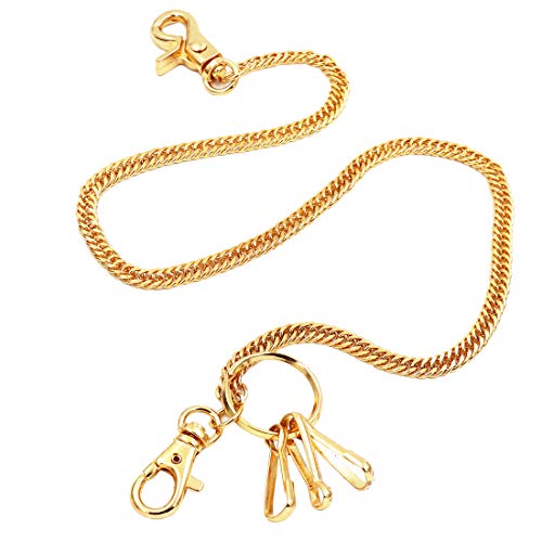 Lightweight Super Thin Cut Link Wallet Chain Swivel Trigger snap Biker Punk Key Chain (Gold)