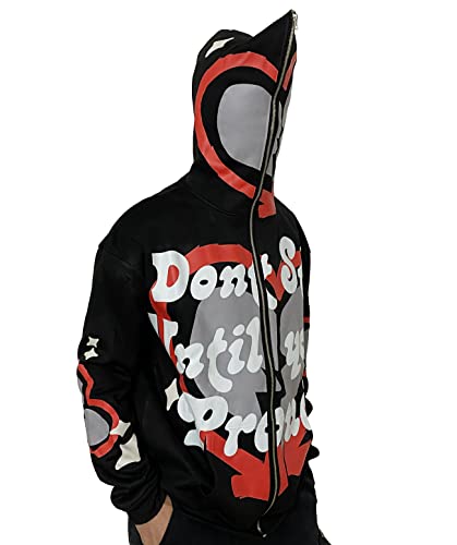 Full Zip Hoodies for Women Men Graphic Hoodies Y2k Over Face Oversized Jackets Vintage Sweatshirt Star Hoodie Black-XL3