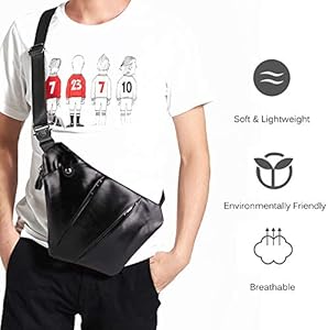 FANDARE Anti-Diefstal Sling Borsttas voor Mannen Echt Leer Crossbody Schoudertas Gesegmenteerde Crossover Rugzak Zakelijk Reizen Fietsen Kamperen Wandelen Eenriem Rugzak Dagrugzak Waterdicht