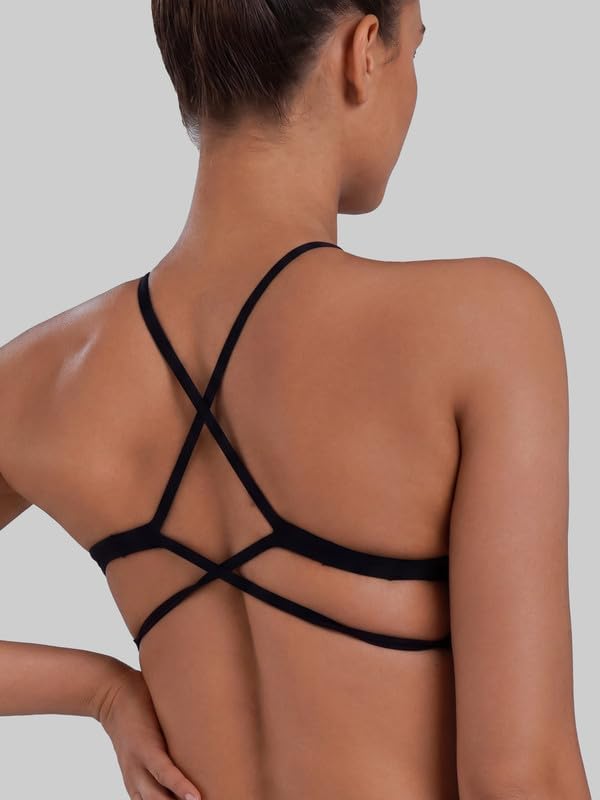 Sunzel Sports Bra for Women, V Neck Strappy Crisscross Open Back with Removable Pads Low Impact Bra for Workout Yoga Pilates