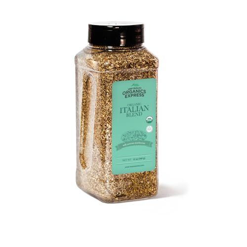 Hqoexpress Organic Northern Italian Seasoning – Non Gmo, Kosher, Usda Certified Organic Dried Herb Mix With Rosemary, Oregano And Basil Leaves For Pastas, Pizza And Meatballs, 12 Oz. Chef Jar