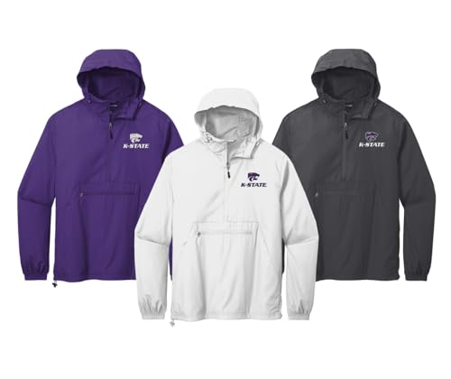Sorority Letters Shop Kansas State University Packable Anorak Pullover Windbreaker Embroidered with K-State Powercat Logo3