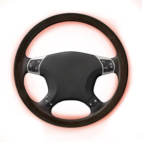 Housse De Volant Voiture Chauffante 38cm Couvre Volant Voiture pour Hiver Chauffant Jusqu'à 48 ⁰C Protecteur De Roue Antidérapant pour Voitures Camions Et...