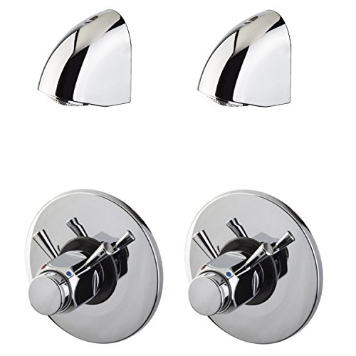 Sanixa MC9085_6_2 Einbau Duschsystem zeitgesteuert | 2 Duschplätze | Selbstschluss Dusch- Armatur | Temperaturregler | selbstschliessend/ automatisch