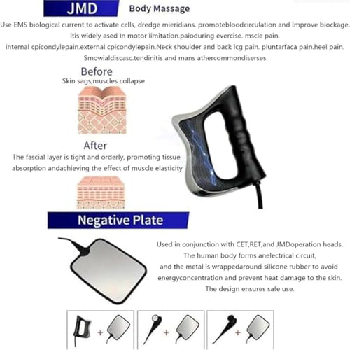 Apparecchio Tecar Therapy 448Khz - Diatermia Portatile Ret Cet Per Dimagrimento,Rassodamento Pelle E Sollievo Dal Dolore,Fisioterapia Termale Con 8 Sonde,2 Maniglie E 1 Piastra Negativa - 7
