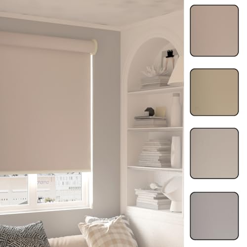 Image of 100% Blackout Roller Blinds for Windows | UV Protection & Thermal Insulated Fabric | Privacy Window Shades for Home & Office | Easy Install