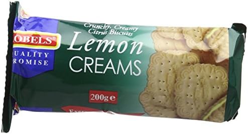 Lobels Real Lemon Cream Biscuits 200 g (Pack of 12)