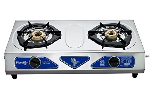 Pigeon by Stovekraft Stainless Steel Open Duo LPG Stove, 2 Burner, Silver (4)