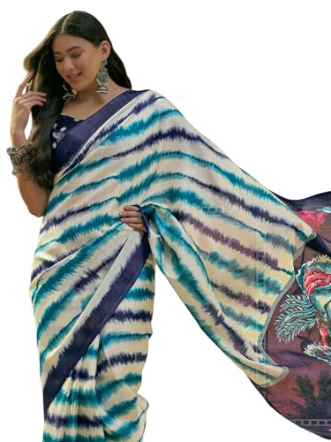 Image of SIRIL Women's Cotton Printed Saree With Unstitched Blouse Piece