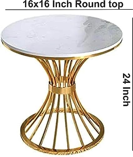 Image of Side Table, Round White Modern Home Decor Coffee Tea End Table for Living Room, Bedroom and Balcony (Black)