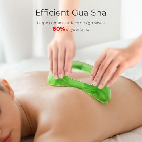Image of Scienlodic Body Gua Sha Massage Tool with Handle, Larger Guasha Tool for Back Neck Face Leg Massage, Lymphatic Drainage, Cellulite Remove